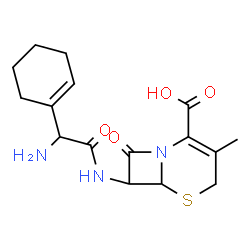 ChemSpider 2D Image | 7-{[Amino(1-cyclohexen-1-yl)acetyl]amino}-3-methyl-8-oxo-5-thia-1-azabicyclo[4.2.0]oct-2-ene-2-carboxylic acid | C16H21N3O4S