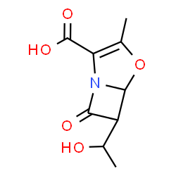 ChemSpider 2D Image | 6-(1-Hydroxyethyl)-3-methyl-7-oxo-4-oxa-1-azabicyclo[3.2.0]hept-2-ene-2-carboxylic acid | C9H11NO5