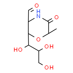 ChemSpider 2D Image | 6-Methyl-5-oxo-2-(1,2,3-trihydroxypropyl)-3-morpholinecarbaldehyde | C9H15NO6
