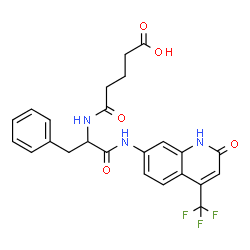 ChemSpider 2D Image | 5-Oxo-5-[(1-oxo-1-{[2-oxo-4-(trifluoromethyl)-1,2-dihydro-7-quinolinyl]amino}-3-phenyl-2-propanyl)amino]pentanoic acid | C24H22F3N3O5