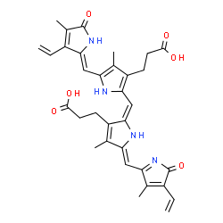 ChemSpider 2D Image | 3-[(2E,5Z)-2-[[3-(2-carboxyethyl)-4-methyl-5-[(Z)-(4-methyl-5-oxo-3-vinyl-pyrrol-2-ylidene)methyl]-1H-pyrrol-2-yl]methylene]-4-methyl-5-[(3-methyl-5-oxo-4-vinyl-pyrrol-2-yl)methylene]pyrrol-3-yl]propanoic acid | C33H34N4O6