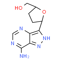 ChemSpider 2D Image | [5-(7-Amino-2H-pyrazolo[4,3-d]pyrimidin-3-yl)tetrahydro-2-furanyl]methanol | C10H13N5O2
