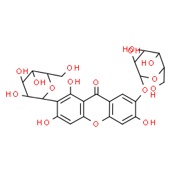 ChemSpider 2D Image | 1,5-Anhydro-1-[7-(hexopyranosyloxy)-1,3,6-trihydroxy-9-oxo-9H-xanthen-2-yl]hexitol | C25H28O16