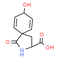 ChemSpider 2D Image | 8-Hydroxy-1-oxo-2-azaspiro[4.5]deca-6,9-diene-3-carboxylic acid | C10H11NO4