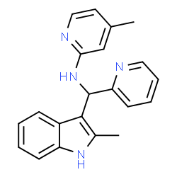 ChemSpider 2D Image | 4-Methyl-N-[(2-methyl-1H-indol-3-yl)(2-pyridinyl)methyl]-2-pyridinamine | C21H20N4
