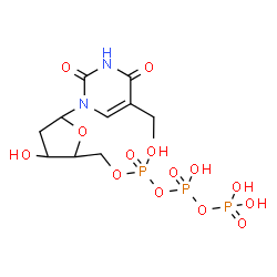 ChemSpider 2D Image | 1-[2-Deoxy-5-O-(hydroxy{[hydroxy(phosphonooxy)phosphoryl]oxy}phosphoryl)pentofuranosyl]-5-ethyl-2,4(1H,3H)-pyrimidinedione | C11H19N2O14P3