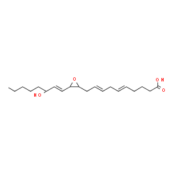 ChemSpider 2D Image | (5E,8E)-10-{3-[(1E)-3-Hydroxy-1-octen-1-yl]-2-oxiranyl}-5,8-decadienoic acid | C20H32O4