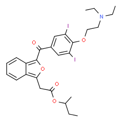 ChemSpider 2D Image | sec-Butyl (3-{4-[2-(diethylamino)ethoxy]-3,5-diiodobenzoyl}-2-benzofuran-1-yl)acetate | C27H31I2NO5