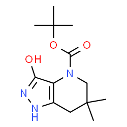 ChemSpider 2D Image | tert-Butyl 3-hydroxy-6,6-dimethyl-6,7-dihydro-1H-pyrazolo[4,3-b]pyridine-4(5H)-carboxylate | C13H21N3O3