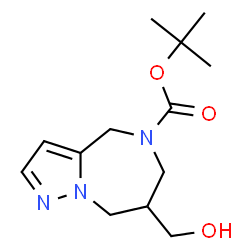 ChemSpider 2D Image | 7-Hydroxymethyl-7,8-dihydro-4H,6H-1,5,8a-triaza-azulene-5-carboxylic acid tert-butyl ester | C13H21N3O3