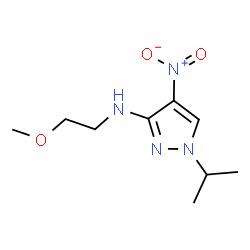 ChemSpider 2D Image | 1-Isopropyl-N-(2-methoxyethyl)-4-nitro-1H-pyrazol-3-amine | C9H16N4O3