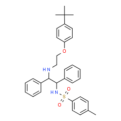 ChemSpider 2D Image | 4-Methyl-N-[2-({2-[4-(2-methyl-2-propanyl)phenoxy]ethyl}amino)-1,2-diphenylethyl]benzenesulfonamide | C33H38N2O3S