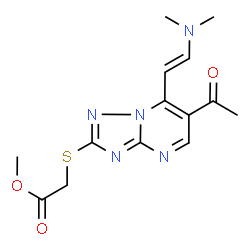 ChemSpider 2D Image | Methyl ({6-acetyl-7-[(E)-2-(dimethylamino)vinyl][1,2,4]triazolo[1,5-a]pyrimidin-2-yl}sulfanyl)acetate | C14H17N5O3S
