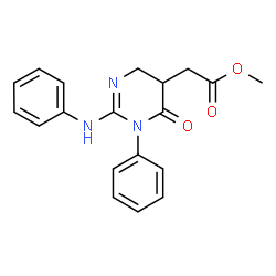 ChemSpider 2D Image | Methyl (2-anilino-6-oxo-1-phenyl-1,4,5,6-tetrahydro-5-pyrimidinyl)acetate | C19H19N3O3