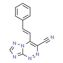 ChemSpider 2D Image | 4-[(E)-2-Phenylvinyl][1,2,4]triazolo[5,1-c][1,2,4]triazine-3-carbonitrile | C13H8N6