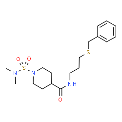ChemSpider 2D Image | N-[3-(Benzylsulfanyl)propyl]-1-(dimethylsulfamoyl)-4-piperidinecarboxamide | C18H29N3O3S2