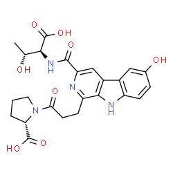 ChemSpider 2D Image | 1-[3-(3-{[(1S,2R)-1-Carboxy-2-hydroxypropyl]carbamoyl}-6-hydroxy-9H-beta-carbolin-1-yl)propanoyl]-L-proline | C24H26N4O8