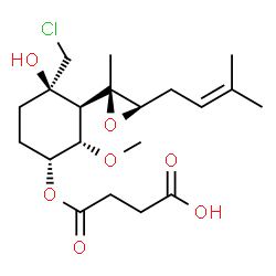 ChemSpider 2D Image | 4-({(1R,2S,3S,4R)-4-(Chloromethyl)-4-hydroxy-2-methoxy-3-[(2R,3R)-2-methyl-3-(3-methyl-2-buten-1-yl)-2-oxiranyl]cyclohexyl}oxy)-4-oxobutanoic acid | C20H31ClO7