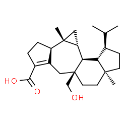 ChemSpider 2D Image | (1R,3aS,5aS,9aS,9bR,10aR,10bS,10cS)-5a-(Hydroxymethyl)-1-isopropyl-3a,9b-dimethyl-1,2,3,3a,4,5,5a,6,8,9,9a,9b,10,10a,10b,10c-hexadecahydrocyclopropa[e]indeno[4,5-g]azulene-7-carboxylic acid | C25H38O3