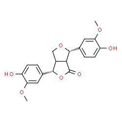 ChemSpider 2D Image | (3S,6S)-3,6-Bis(4-hydroxy-3-methoxyphenyl)tetrahydro-1H,3H-furo[3,4-c]furan-1-one | C20H20O7