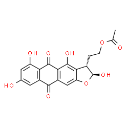 ChemSpider 2D Image | (2S,3S)-versiconal hemiacetal acetate | C20H16O9