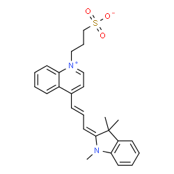 ChemSpider 2D Image | 3-{4-[(1E,3E)-3-(1,3,3-Trimethyl-1,3-dihydro-2H-indol-2-ylidene)-1-propen-1-yl]-1-quinoliniumyl}-1-propanesulfonatato(3-) | C26H28N2O3S