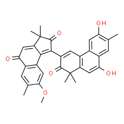ChemSpider 2D Image | 1-(6,9-Dihydroxy-1,1,7-trimethyl-2-oxo-1,2-dihydro-3-phenanthrenyl)-8-methoxy-3,3,7-trimethyl-2H-cyclopenta[a]naphthalene-2,5(3H)-dione | C34H30O6