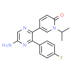 ChemSpider 2D Image | 5-[5-Amino-3-(4-fluorophenyl)-2-pyrazinyl]-1-isopropyl-2(1H)-pyridinone | C18H17FN4O
