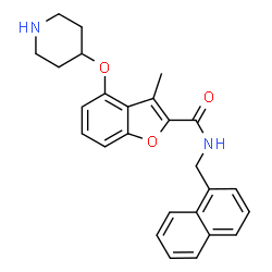 ChemSpider 2D Image | 3-Methyl-N-(1-naphthylmethyl)-4-(4-piperidinyloxy)-1-benzofuran-2-carboxamide | C26H26N2O3