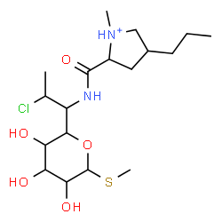 ChemSpider 2D Image | Methyl 5-(2-chloro-1-{[(1-methyl-4-propyl-2-pyrrolidiniumyl)carbonyl]amino}propyl)-1-thiopentopyranoside | C18H34ClN2O5S