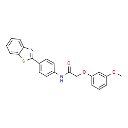 ChemSpider 2D Image | N-[4-(1,3-Benzothiazol-2-yl)phenyl]-2-(3-methoxyphenoxy)acetamide | C22H18N2O3S