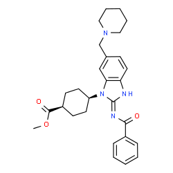 ChemSpider 2D Image | Methyl cis-4-[2-(benzoylamino)-6-(1-piperidinylmethyl)-1H-benzimidazol-1-yl]cyclohexanecarboxylate | C28H34N4O3