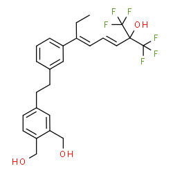 ChemSpider 2D Image | (3E,5E)-6-(3-{2-[3,4-Bis(hydroxymethyl)phenyl]ethyl}phenyl)-1,1,1-trifluoro-2-(trifluoromethyl)-3,5-octadien-2-ol | C25H26F6O3