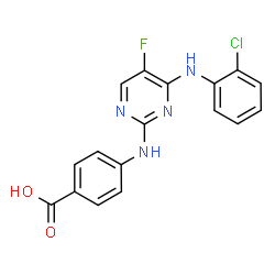 ChemSpider 2D Image | 4-({4-[(2-Chlorophenyl)amino]-5-fluoro-2-pyrimidinyl}amino)benzoic acid | C17H12ClFN4O2