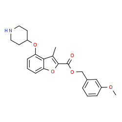 ChemSpider 2D Image | 3-Methoxybenzyl 3-methyl-4-(4-piperidinyloxy)-1-benzofuran-2-carboxylate | C23H25NO5