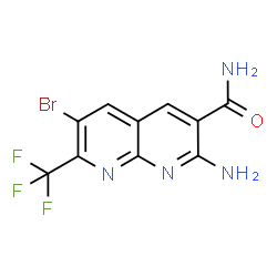 ChemSpider 2D Image | 2-Amino-6-bromo-7-(trifluoromethyl)-1,8-naphthyridine-3-carboxamide | C10H6BrF3N4O