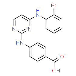 ChemSpider 2D Image | 4-({4-[(2-Bromophenyl)amino]-2-pyrimidinyl}amino)benzoic acid | C17H13BrN4O2