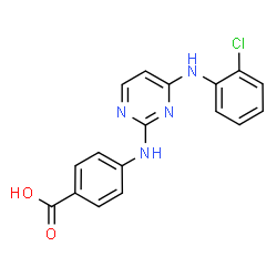ChemSpider 2D Image | 4-({4-[(2-Chlorophenyl)amino]-2-pyrimidinyl}amino)benzoic acid | C17H13ClN4O2