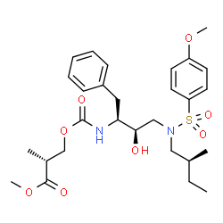 ChemSpider 2D Image | Methyl (2R)-3-({[(2S,3R)-3-hydroxy-4-{[(4-methoxyphenyl)sulfonyl][(2S)-2-methylbutyl]amino}-1-phenyl-2-butanyl]carbamoyl}oxy)-2-methylpropanoate | C28H40N2O8S