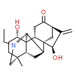 ChemSpider 2D Image | (1R,2R,5R,7R,8R,9R,13R,16S,17R)-11-Ethyl-7,16-dihydroxy-13-methyl-6-methylene-11-azahexacyclo[7.7.2.1~5,8~.0~1,10~.0~2,8~.0~13,17~]nonadecan-4-one | C22H31NO3