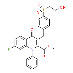 ChemSpider 2D Image | Methyl 7-fluoro-3-{4-[(2-hydroxyethyl)sulfonyl]benzyl}-4-oxo-1-phenyl-1,4-dihydro-2-quinolinecarboxylate | C26H22FNO6S