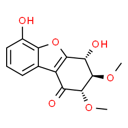 ChemSpider 2D Image | (2S,3R,4R)-4,6-Dihydroxy-2,3-dimethoxy-3,4-dihydrodibenzo[b,d]furan-1(2H)-one | C14H14O6