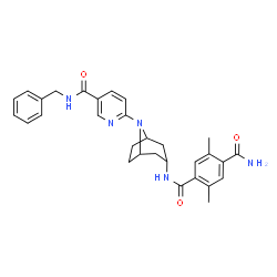 ChemSpider 2D Image | N-{8-[5-(Benzylcarbamoyl)-2-pyridinyl]-8-azabicyclo[3.2.1]oct-3-yl}-2,5-dimethylterephthalamide | C30H33N5O3