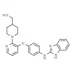 ChemSpider 2D Image | (1-{3-[4-(1H-Benzimidazol-2-ylamino)phenoxy]-2-pyridinyl}-4-piperidinyl)methanol | C24H25N5O2