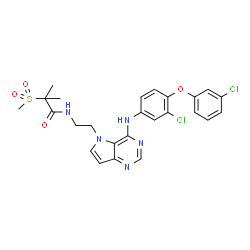 ChemSpider 2D Image | N-[2-[4-[3-chloro-4-(3-chlorophenoxy)anilino]pyrrolo[3,2-d]pyrimidin-5-yl]ethyl]-2-methyl-2-methylsulfonyl-propanamide | C25H25Cl2N5O4S
