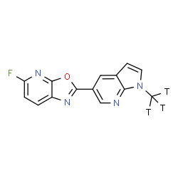 ChemSpider 2D Image | 5-Fluoro-2-[1-(~3~H_3_)methyl-1H-pyrrolo[2,3-b]pyridin-5-yl][1,3]oxazolo[5,4-b]pyridine | C14H6T3FN4O