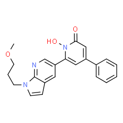 ChemSpider 2D Image | 1-Hydroxy-6-[1-(3-methoxypropyl)-1H-pyrrolo[2,3-b]pyridin-5-yl]-4-phenyl-2(1H)-pyridinone | C22H21N3O3