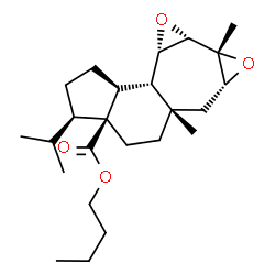 ChemSpider 2D Image | Butyl (3R,3aS,5aS,6aR,7aR,7bS,8aS,8bS,8cS)-3-isopropyl-5a,7a-dimethyldodecahydroindeno[4',5':3,4]oxireno[6,7]cyclohepta[1,2-b]oxirene-3a(1H)-carboxylate | C24H38O4