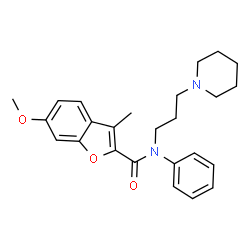ChemSpider 2D Image | 6-Methoxy-3-methyl-N-phenyl-N-[3-(1-piperidinyl)propyl]-2-benzofurancarboxamide | C25H30N2O3