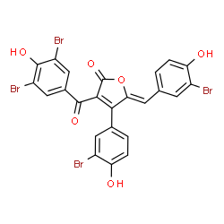 ChemSpider 2D Image | (5Z)-5-(3-Bromo-4-hydroxybenzylidene)-4-(3-bromo-4-hydroxyphenyl)-3-(3,5-dibromo-4-hydroxybenzoyl)-2(5H)-furanone | C24H12Br4O6